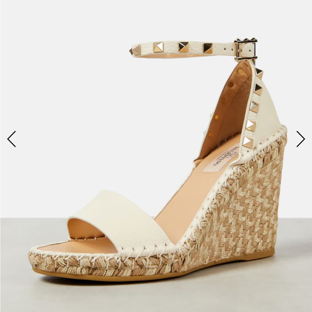 Valentino Women's Cream Studded Wedges - Picture 2 of 3